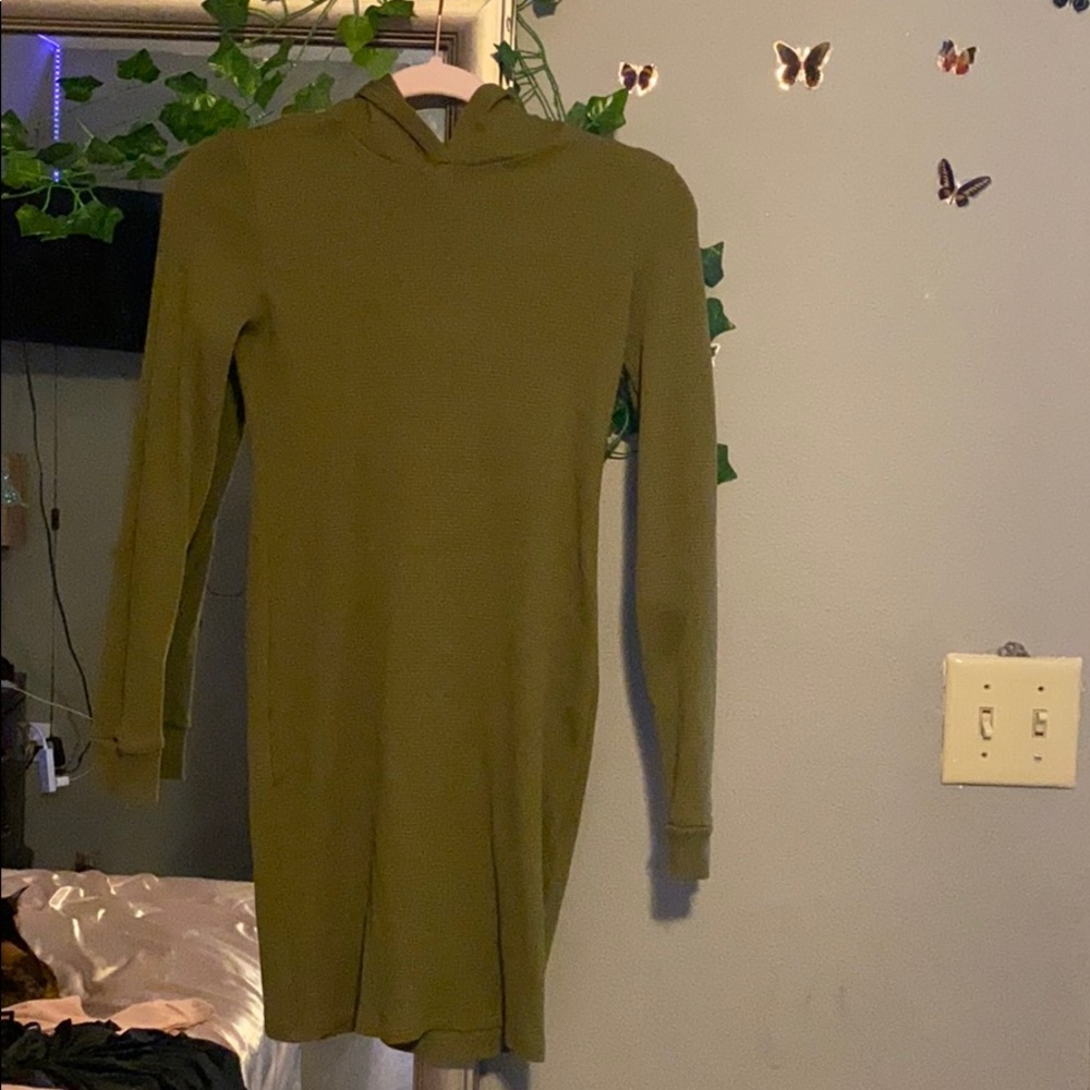 Olive green hoodie dress
